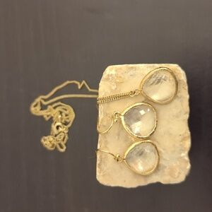 Clear Crystal Drop earring and Necklace Set